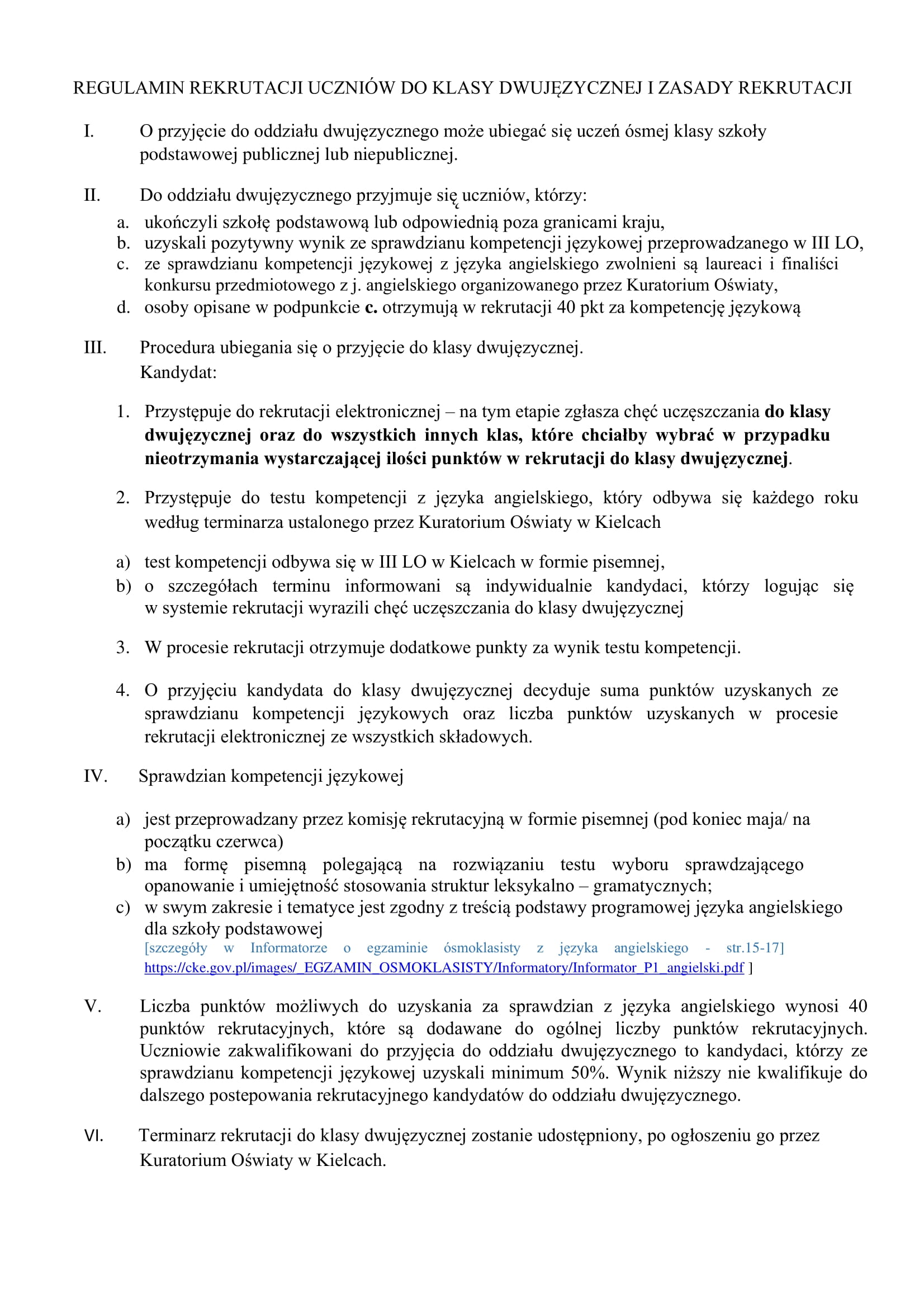 regulamin dwujezycznej